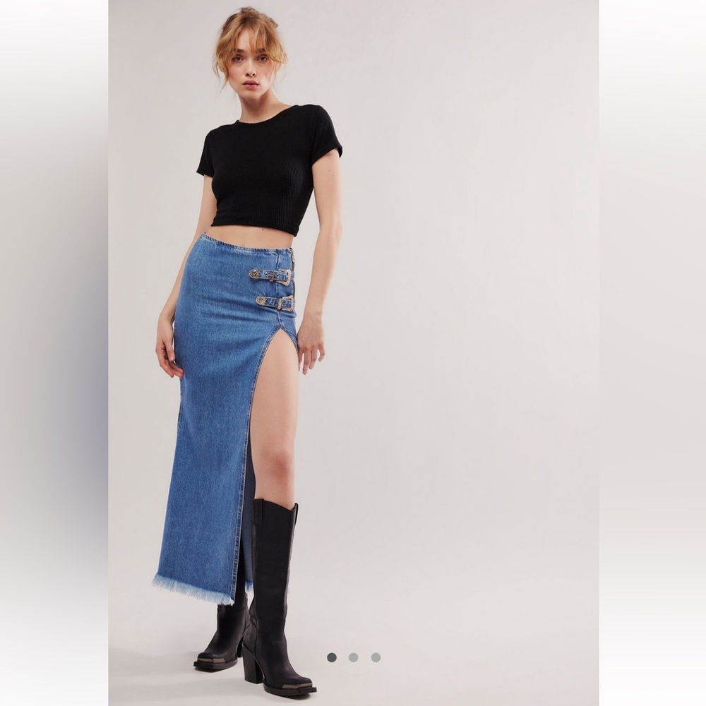 Understated Leather Western Maxi Skirt